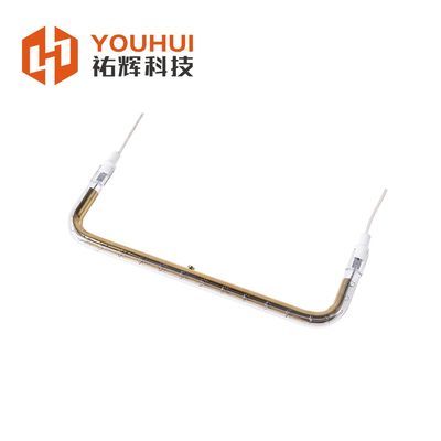 U-vormige platte hoek enkele buis goud gecoate halogeen verwarmingslamp met hoge gloeidraad temperatuur